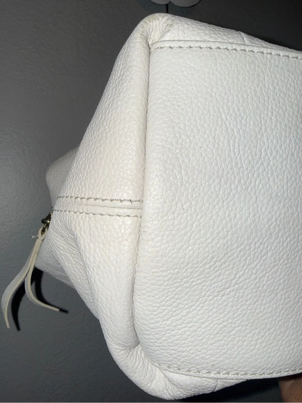 Vince Camuto VV-SIGNE-TO White Swan Pebbled Leather Hobo Handbag Braided Handle